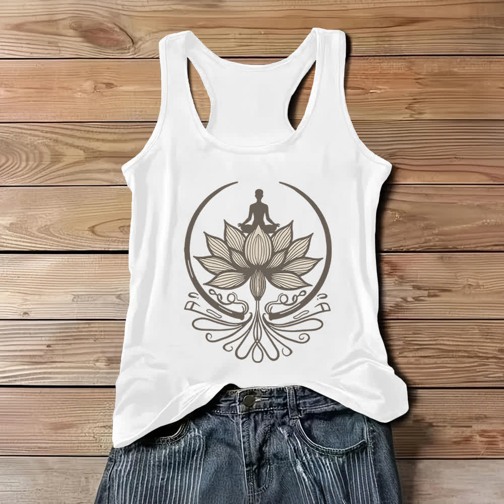 Camiseta Olivenorma de cuello redondo para meditación de loto - Blanco - 3XL - image 1