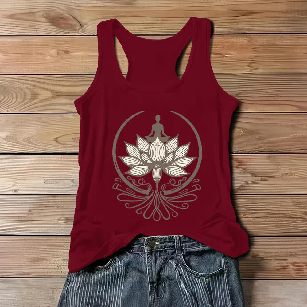 Camiseta Olivenorma de cuello redondo para meditación de loto - Rojo - 3XL - image 7