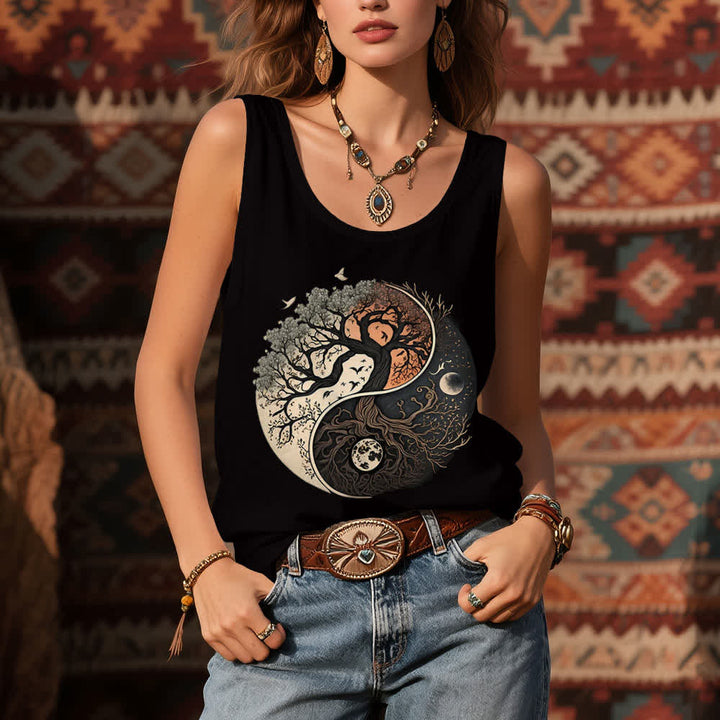 Camiseta sin mangas con estampado de árbol Yin Yang de Olivenorma - image 2