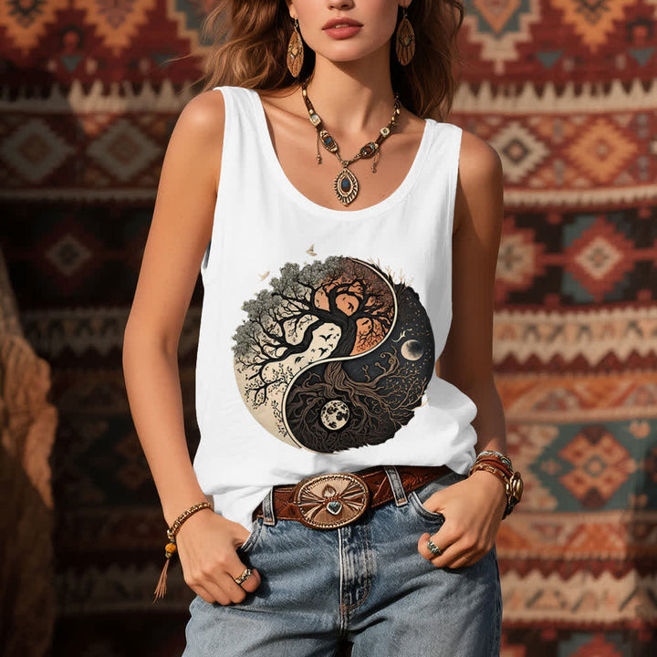 Camiseta sin mangas con estampado de árbol Yin Yang de Olivenorma - image 4