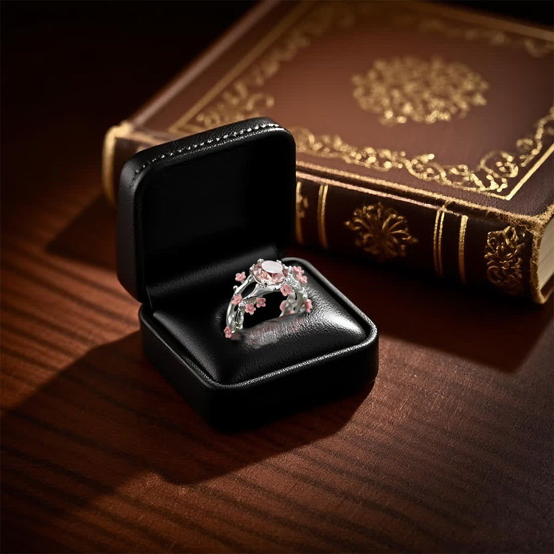 Anillo de cuarzo rosa con arboleda de Sakura encantada de Olivenorma - image 5
