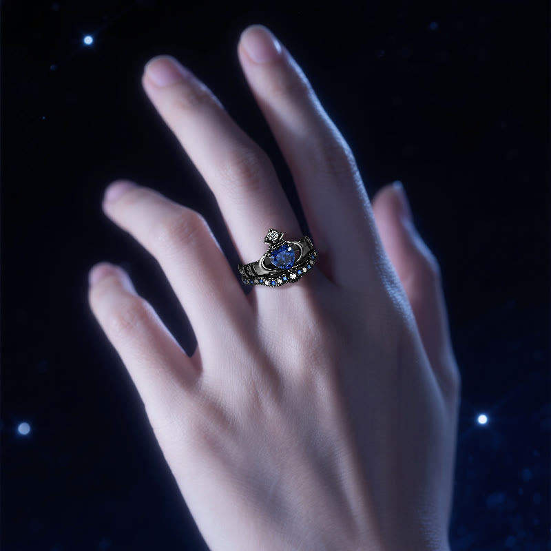 Anillo de amor con zafiro y corazón de Plutón de Olivenorma - image 2