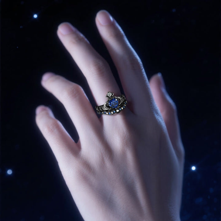 Anillo de amor con zafiro y corazón de Plutón de Olivenorma - image 2