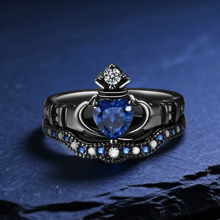 Anillo de amor con zafiro y corazón de Plutón de Olivenorma - Estados Unidos 11 - image 1