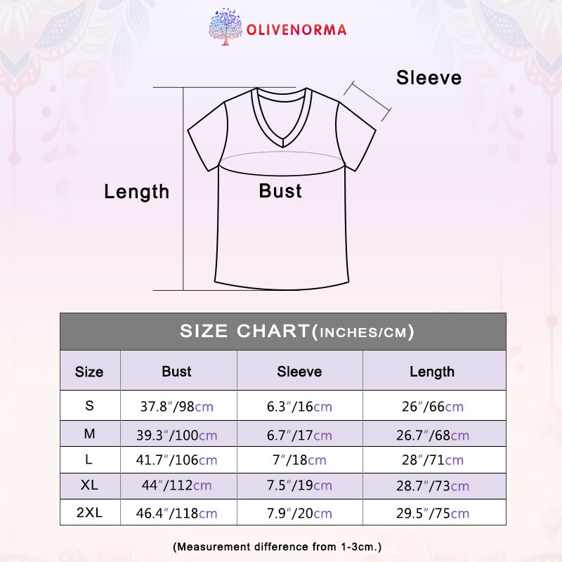 Camiseta Olivenorma de algodón con cuello en V y manga corta con mariposas "PEACE & LOVE" - image 7