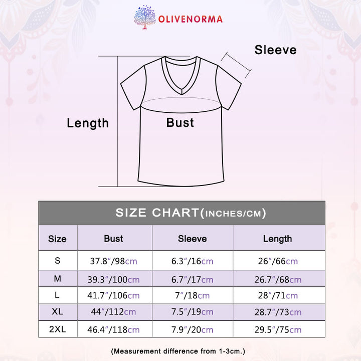 Camiseta Olivenorma de algodón con cuello en V y manga corta con mariposas "PEACE & LOVE" - image 7