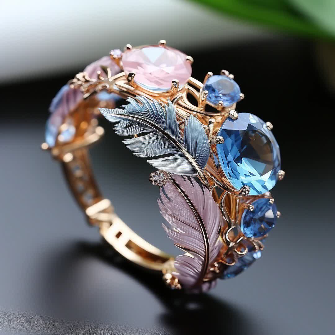Anillo de plumas de cristal "Alas del Amanecer" de Olivenorma - Estados Unidos 10 - image 1
