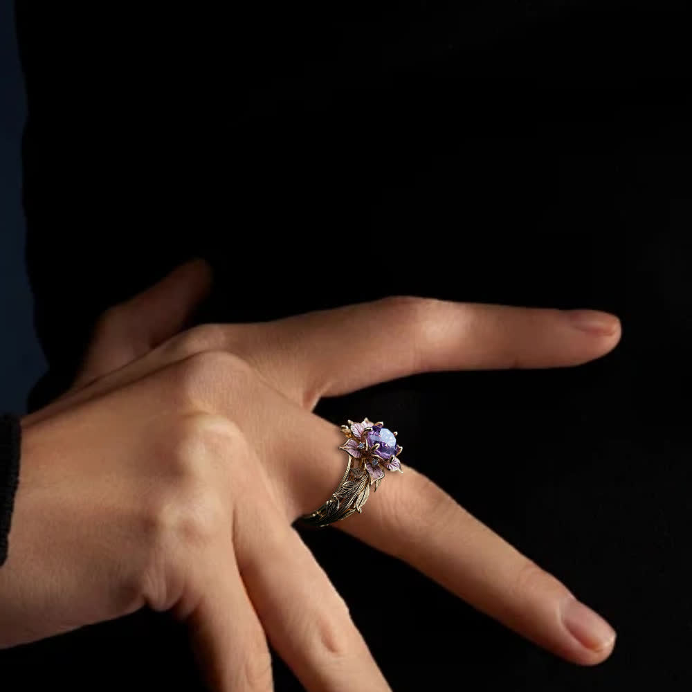 Anillo de cristal violeta "Flor de amaranto" de Olivenorma - image 4