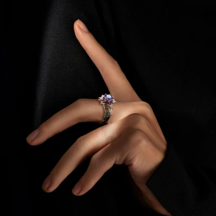 Anillo de cristal violeta "Flor de amaranto" de Olivenorma - image 2