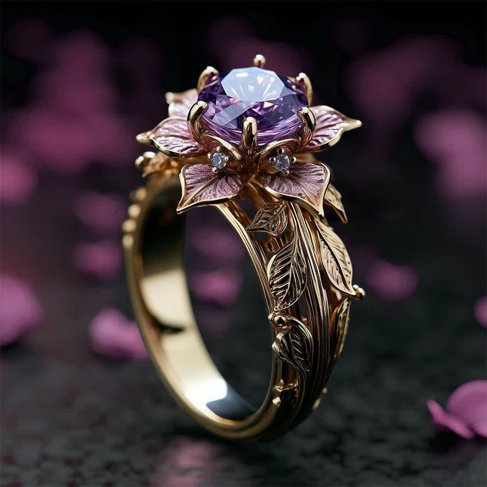 Anillo de cristal violeta "Flor de amaranto" de Olivenorma - Estados Unidos 10 - image 1