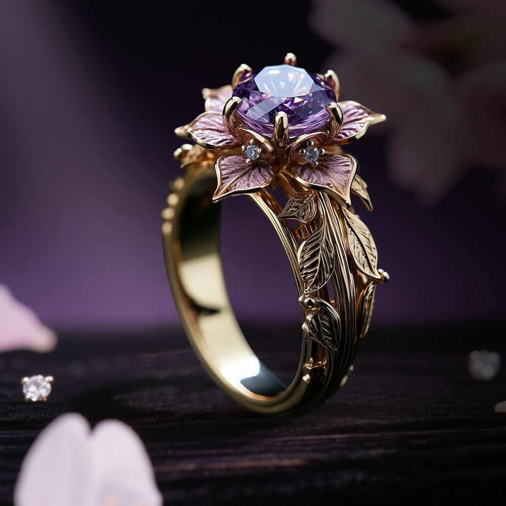Anillo de cristal violeta "Flor de amaranto" de Olivenorma - image 5