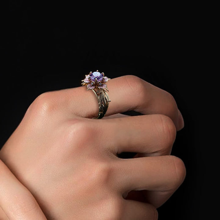 Anillo de cristal violeta "Flor de amaranto" de Olivenorma - image 3