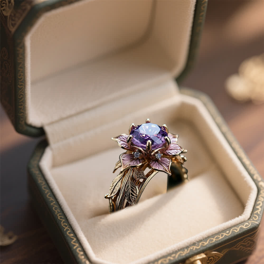 Anillo de cristal violeta "Flor de amaranto" de Olivenorma - image 7