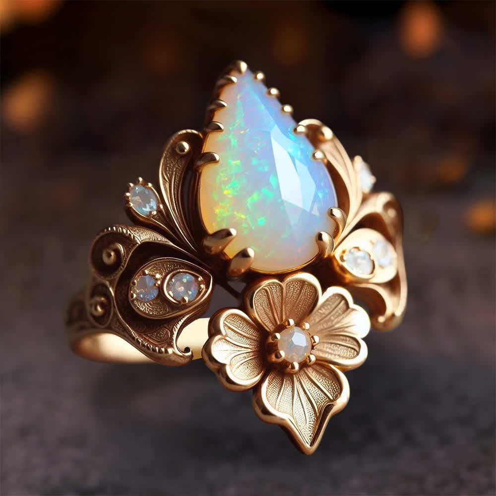 Anillo de flor de ópalo de fuego "Lágrimas del Sol" de Olivenorma - Estados Unidos 10 - image 1