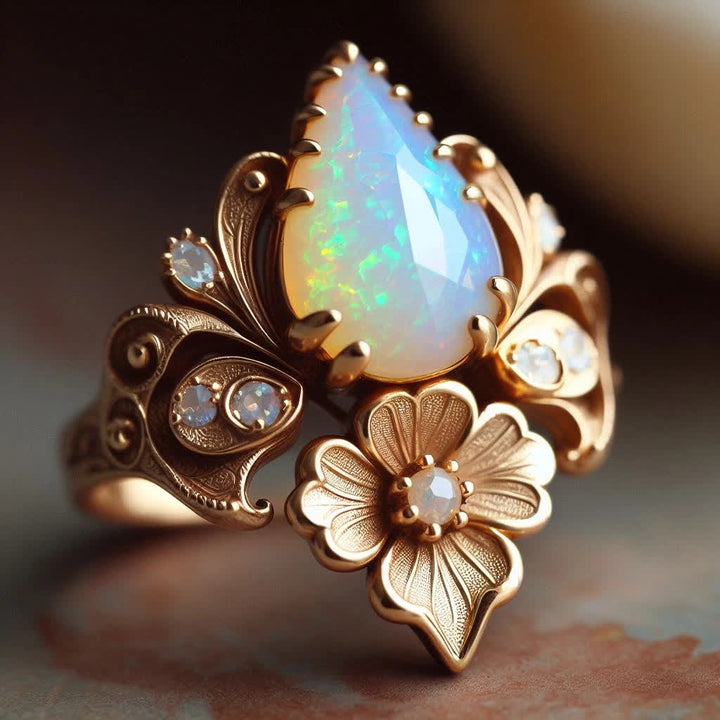Anillo de flor de ópalo de fuego "Lágrimas del Sol" de Olivenorma - image 5