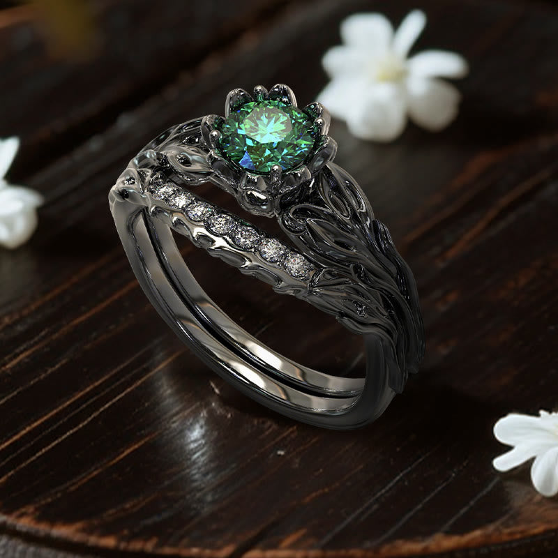 Anillo floreciente de asfódelo de Perséfone de Olivenorma - Esmeralda - Estados Unidos 11 - image 1