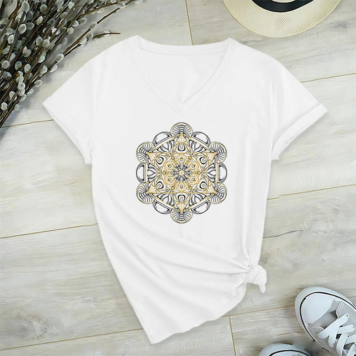 Camiseta gráfica suave Olivenorma , camisetas espirituales con cuello en V y el Cubo de Metatrón - Blanco - 2XL - image 10