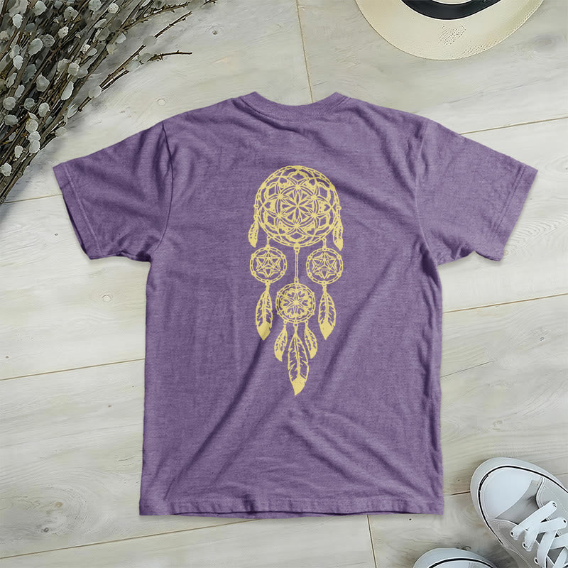 Camiseta Olivenorma con cuello en V y estampado geométrico de atrapasueños "Flor de la Vida, Protege del Mal" - image 2