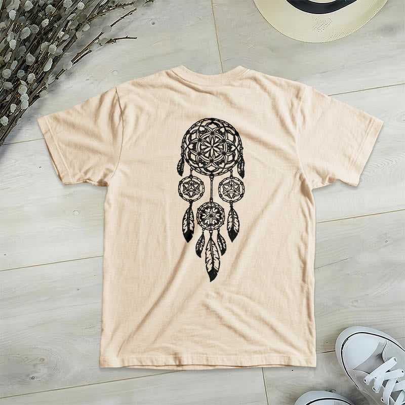 Camiseta Olivenorma con cuello en V y estampado geométrico de atrapasueños "Flor de la Vida, Protege del Mal" - image 17
