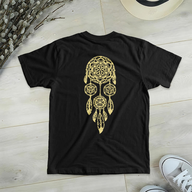 Camiseta Olivenorma con cuello en V y estampado geométrico de atrapasueños "Flor de la Vida, Protege del Mal" - image 11
