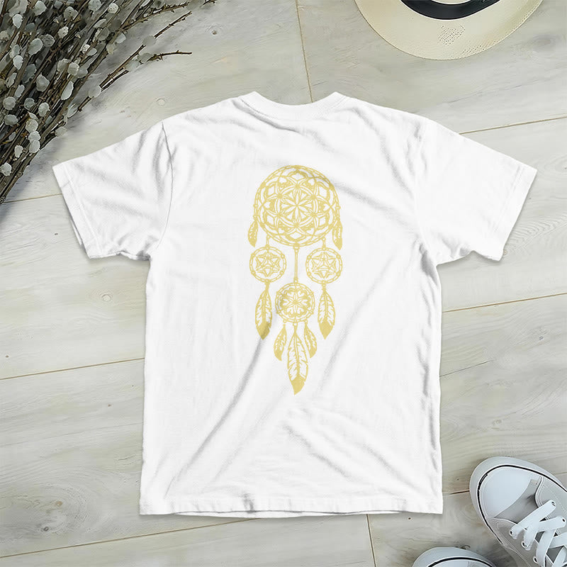Camiseta Olivenorma con cuello en V y estampado geométrico de atrapasueños "Flor de la Vida, Protege del Mal" - image 15
