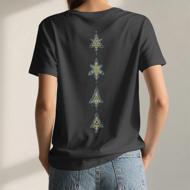 Camiseta de cuello en V con el símbolo del cubo de Metatro de Olivenorma , geometría sagrada, sanación y espiritualidad. - image 4