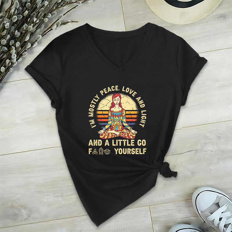 Camiseta de yoga Olivenorma "Soy sobre todo paz, amor y luz" - Negro - 2XL - image 1