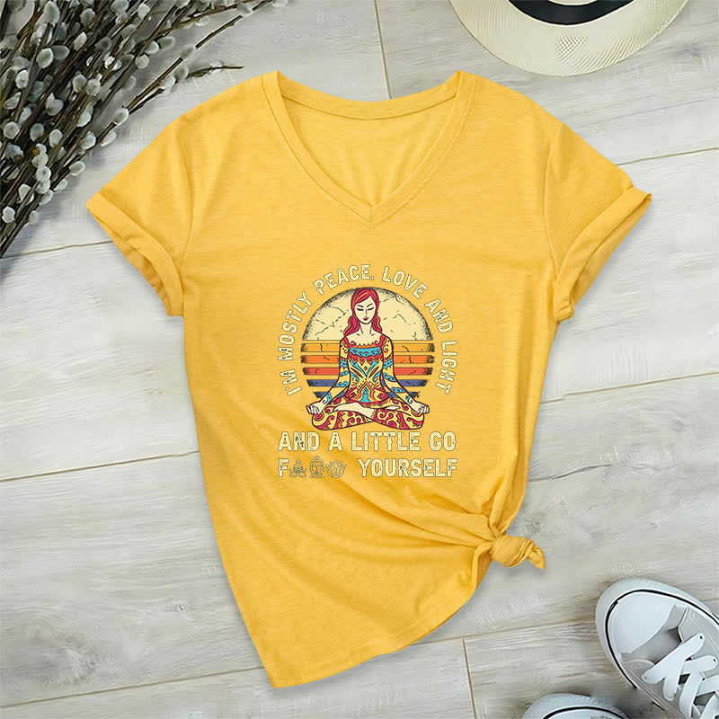 Camiseta de yoga Olivenorma "Soy sobre todo paz, amor y luz" - Amarillo - 2XL - image 22