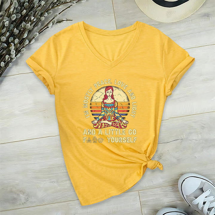 Camiseta de yoga Olivenorma "Soy sobre todo paz, amor y luz" - Amarillo - 2XL - image 22