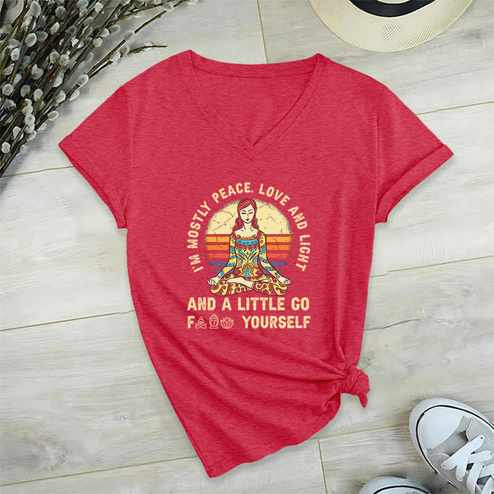 Camiseta de yoga Olivenorma "Soy sobre todo paz, amor y luz" - Rojo - 2XL - image 19
