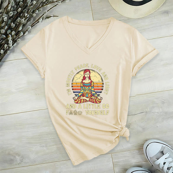 Camiseta de yoga Olivenorma "Soy sobre todo paz, amor y luz" - Caqui - 2XL - image 31