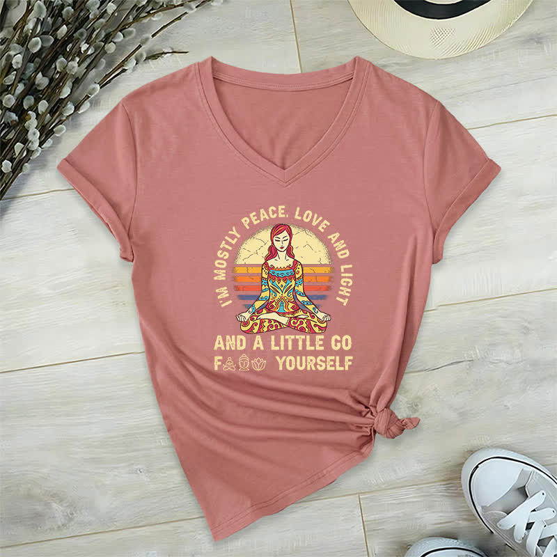 Camiseta de yoga Olivenorma "Soy sobre todo paz, amor y luz" - Rosa - 2XL - image 25