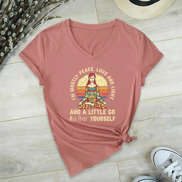Camiseta de yoga Olivenorma "Soy sobre todo paz, amor y luz" - Rosa - 2XL - image 25