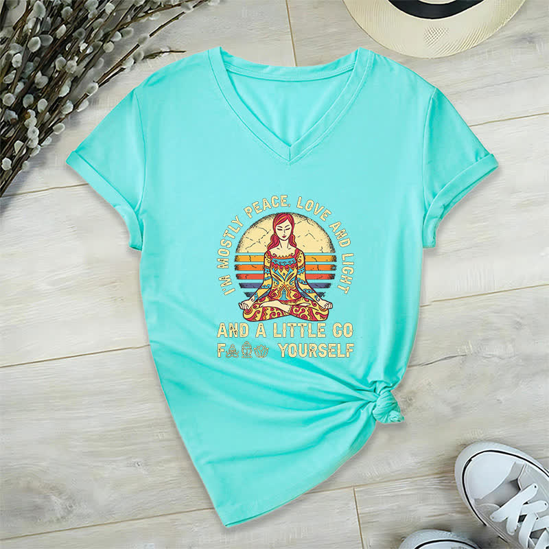 Camiseta de yoga Olivenorma "Soy sobre todo paz, amor y luz" - Lago Azul - 2XL - image 34