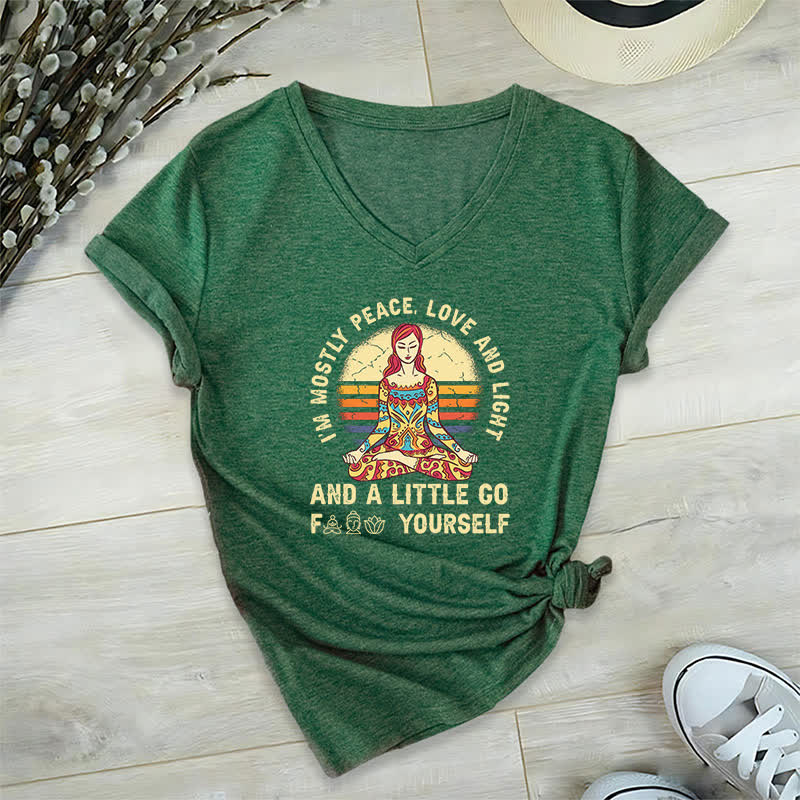 Camiseta de yoga Olivenorma "Soy sobre todo paz, amor y luz" - Verde oscuro - 2XL - image 10