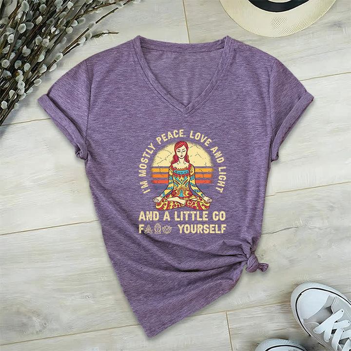 Camiseta de yoga Olivenorma "Soy sobre todo paz, amor y luz" - Púrpura - 2XL - image 36