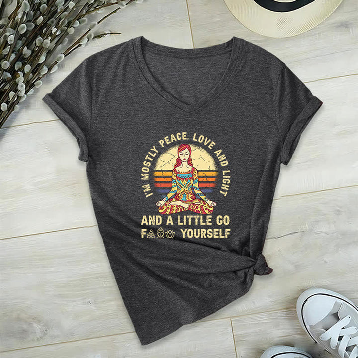 Camiseta de yoga Olivenorma "Soy sobre todo paz, amor y luz" - Gris - 2XL - image 16