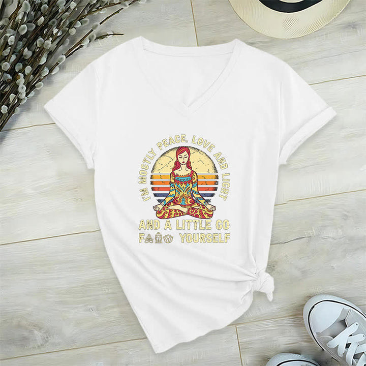Camiseta de yoga Olivenorma "Soy sobre todo paz, amor y luz" - Blanco - 2XL - image 4