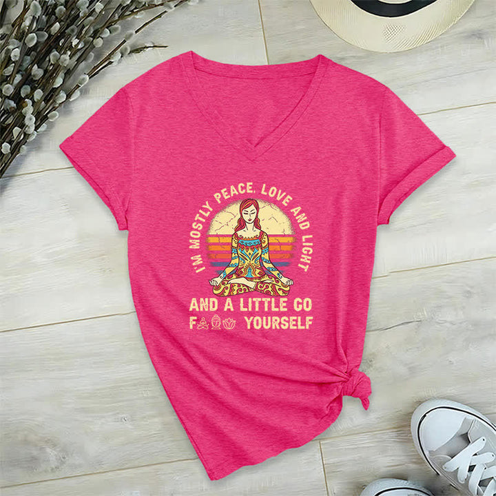 Camiseta de yoga Olivenorma "Soy sobre todo paz, amor y luz" - Rosa roja - 2XL - image 28