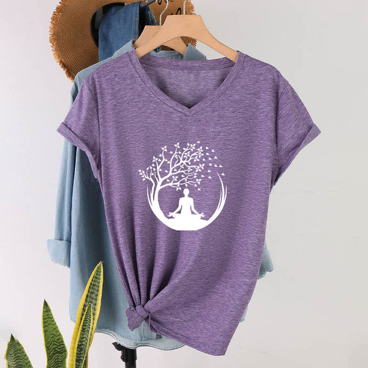 Olivenorma Yoga Meditación Pilates Namaste Camiseta de cuello en V - image 27