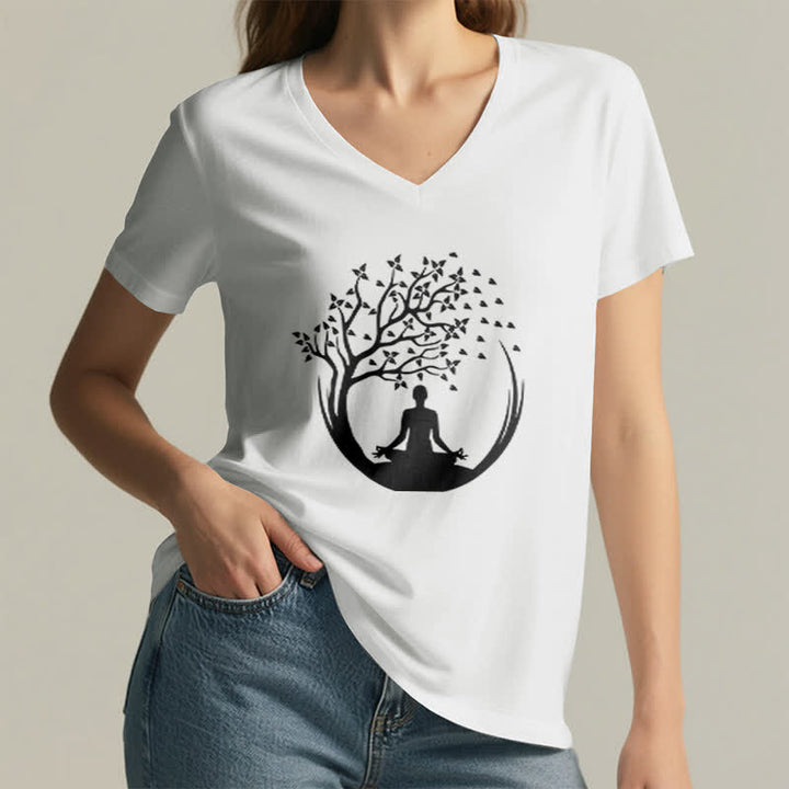 Olivenorma Yoga Meditación Pilates Namaste Camiseta de cuello en V - image 2
