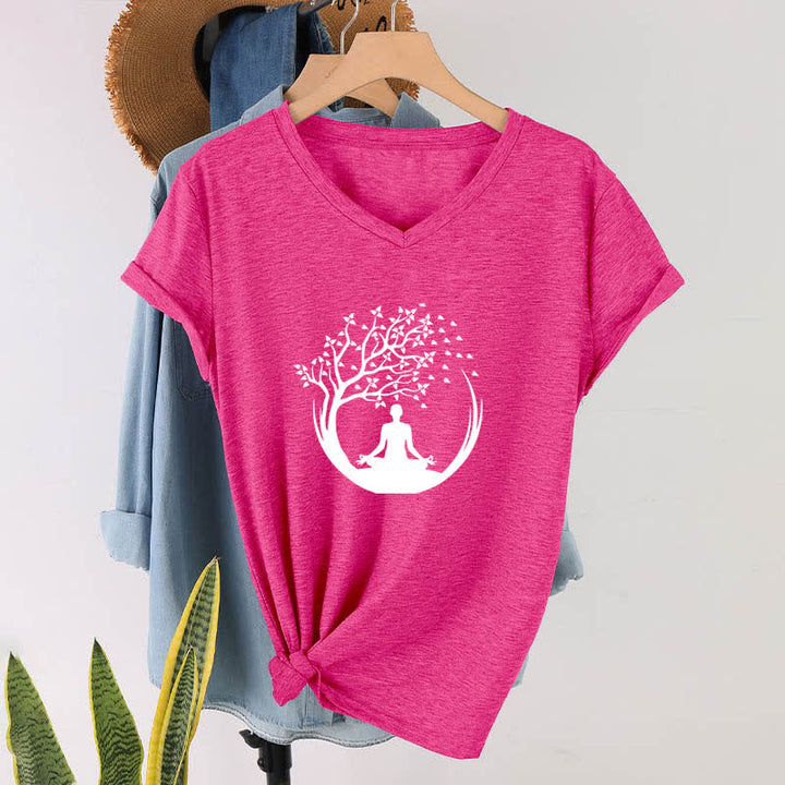 Olivenorma Yoga Meditación Pilates Namaste Camiseta de cuello en V - image 21