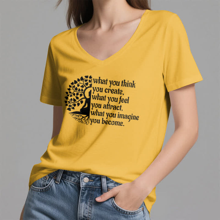 Olivenorma - Camiseta de cuello en V "Lo que piensas, lo creas" - image 16
