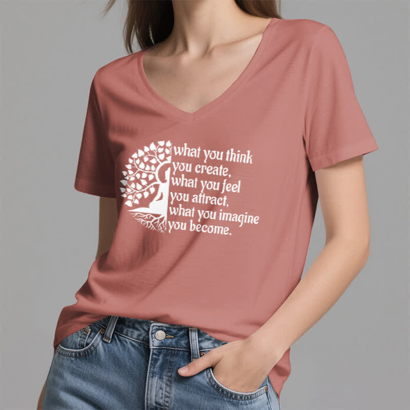 Olivenorma - Camiseta de cuello en V "Lo que piensas, lo creas" - image 18