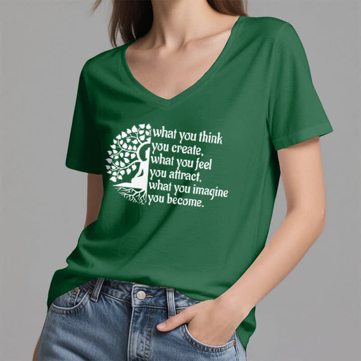 Olivenorma - Camiseta de cuello en V "Lo que piensas, lo creas" - image 6