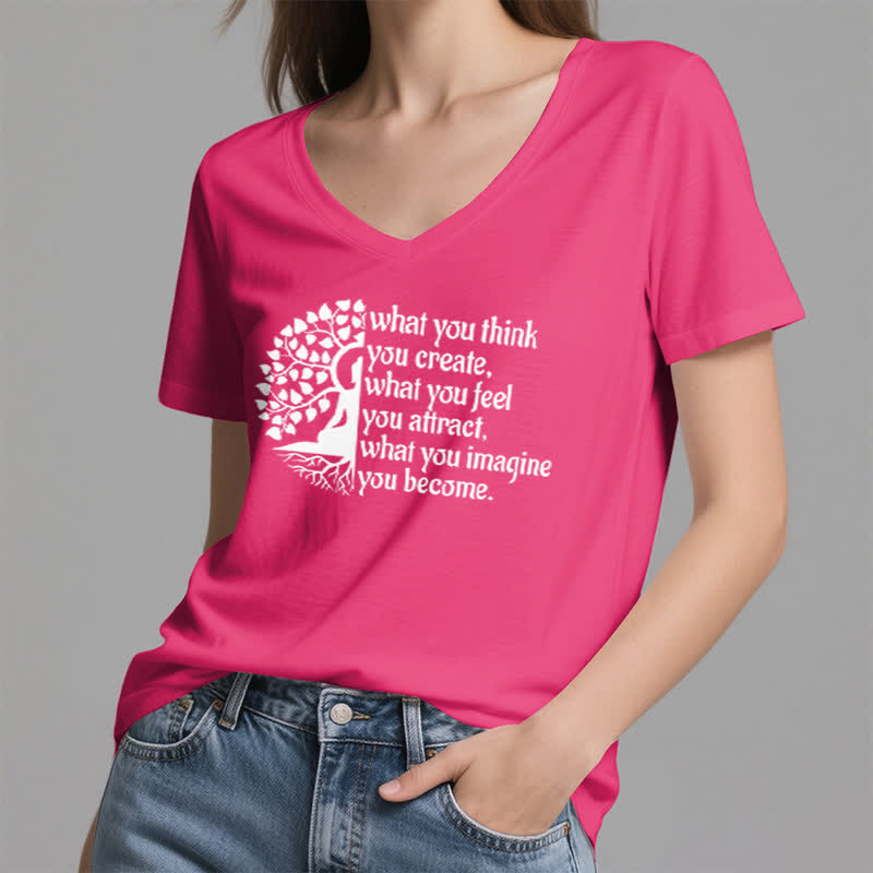 Olivenorma - Camiseta de cuello en V "Lo que piensas, lo creas" - image 20
