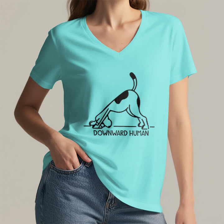Camiseta Olivenorma de cuello en V para yoga con perro boca abajo - image 24