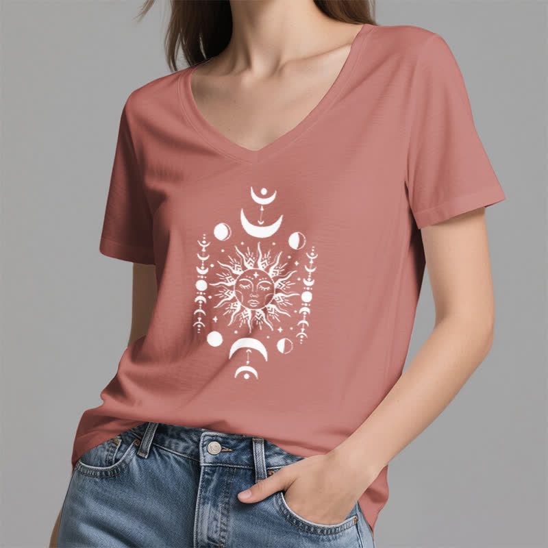 Camiseta de yoga estética Olivenorma con cuello en V y sol y luna - image 18