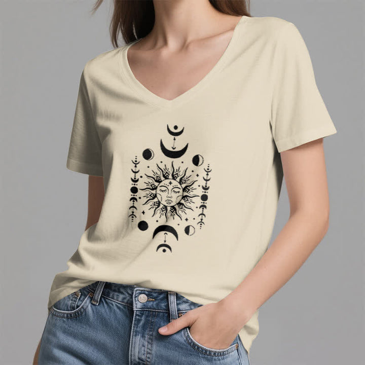 Camiseta de yoga estética Olivenorma con cuello en V y sol y luna - image 22