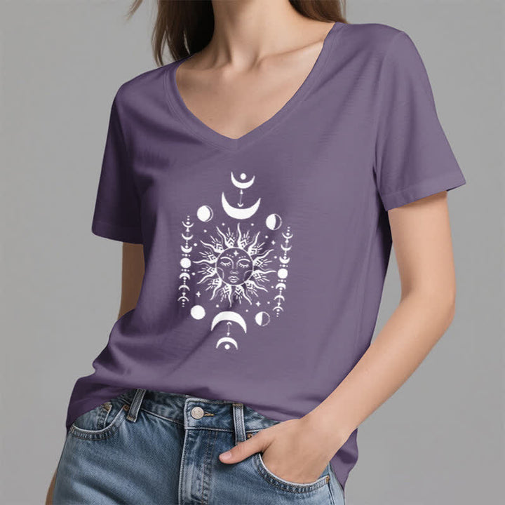 Camiseta de yoga estética Olivenorma con cuello en V y sol y luna - image 26
